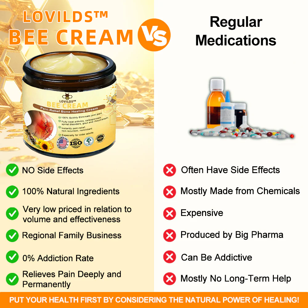 ✅Official Store: LOVILDS™ Bees Pain-Relief Bone Healing Cream👨⚕️USA Osteopathic Medical Association (AAOS)Approved(Reducing joint swelling, pain, stiffness, redness, warmth, soreness, and joint fatigue)