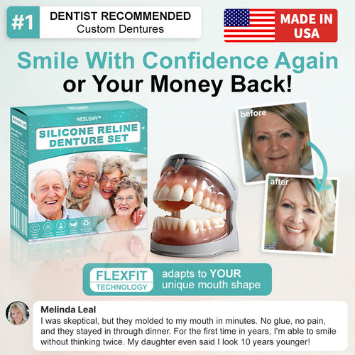 NESLEMY™🦷 𝗔𝗱𝘃𝗮𝗻𝗰𝗲𝗱 𝗖𝘂𝘀𝘁𝗼𝗺𝗶𝘇𝗲𝗱 𝗙𝘂𝗹𝗹 𝗗𝗲𝗻𝘁𝘂𝗿𝗲 𝗦𝗲𝘁 🦷 (Clinically backed comfort-fit dentures — trusted by over 8,000 users across the U.S.)